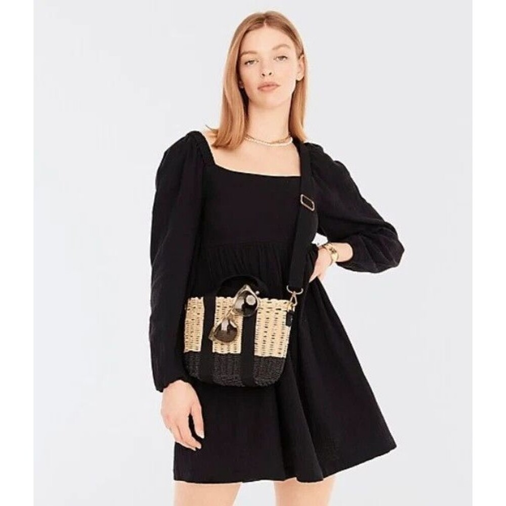 NWT J.Crew $118 Women's Square-Neck Soft Gauze Dress Black Small Tall #BH966